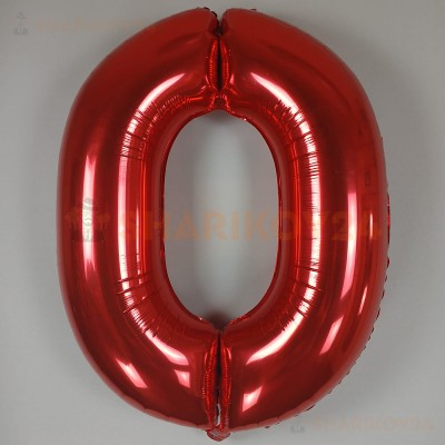 Шар (40''/102 см) Цифра, 0, Красный